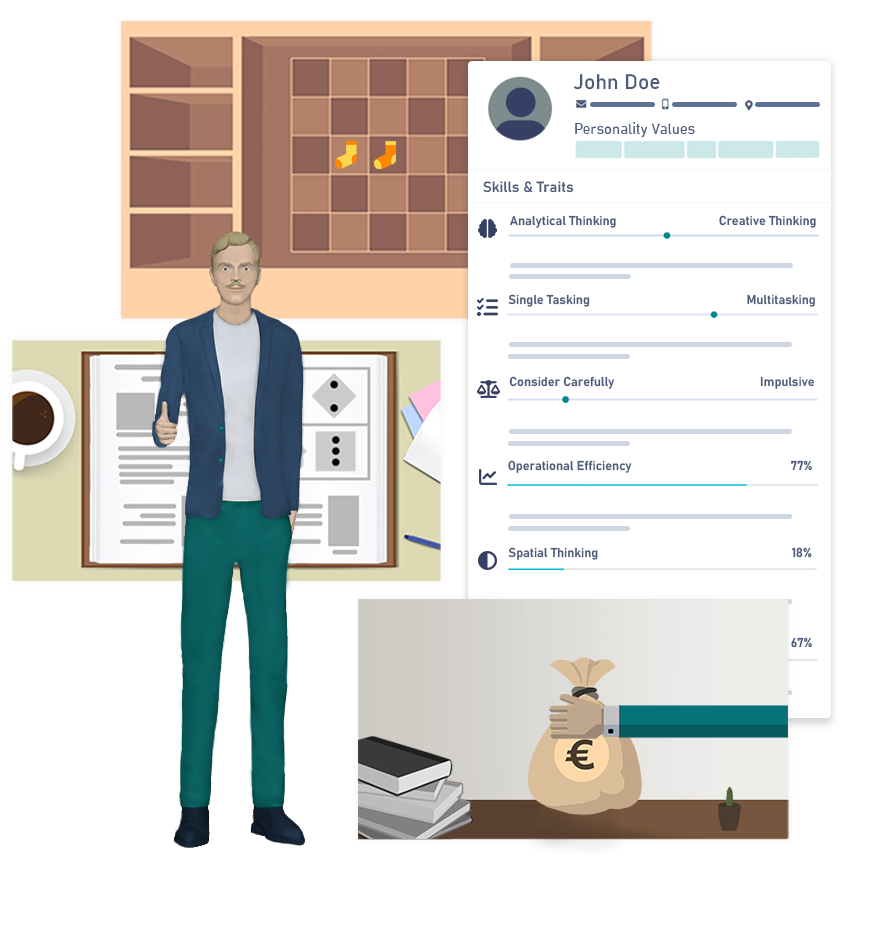 Game-based assessments with free user reports